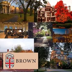 a collage of photos with the words brown on it and images of houses in different colors