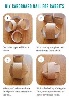 instructions to make an origami ball out of toilet paper for rabbits and other animals