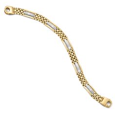 Men's Polished & Satin Fancy Rolex Link Bracelet 14k Two-Tone Gold Mens Bracelet Gold, Gold Bracelet Design, Cartier Chain, Man Gold Bracelet Design, Basketball Necklace, Gents Bracelet, Free Mason, Gold Earrings For Men, Mens Chain