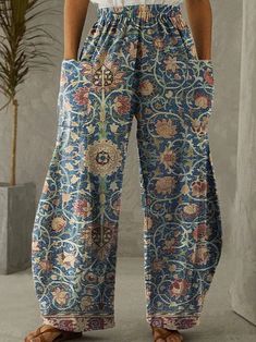 Look Hippie Chic, Bohemian Mode, Kleidung Diy, Casual Wide Leg Pants, Boho Pants, Vintage Pants, Loose Pants, Floral Pants, Vintage Casual