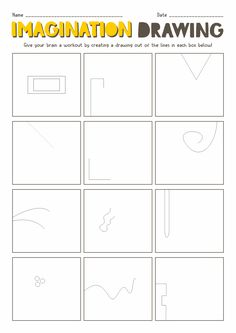 the worksheet for drawing is shown with different shapes and lines, including letters