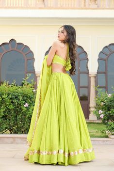 Lime Green Lehenga Set - www.riafashions.com