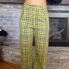 Free People Plaid Flare High Rise Trousers Size 4. Yellow With Green, Blue And White. Model Is A Size 4/6 5’7” 140 Lbs. These Are Slightly Small In The Hip And Length On Her. Fabric Is Non Stretch. New Without Tags Strawberry Shortcake Outfits, High Rise Trousers, 140 Lbs, High Rise Pants, Free People Pants, Strawberry Shortcake, Pants Trousers, Green Colors, Pant Jumpsuit