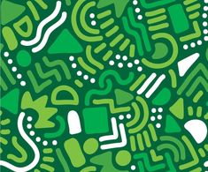 an abstract green and white background with many different types of shapes, sizes and colors