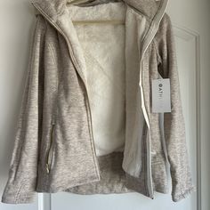 Brand New Tags On Had 2 Of Them- Love This And So Cozy! Cozy Fit Athleisure Outerwear For Everyday, Neutral Winter Sweatshirt For Loungewear, Everyday Winter Athleisure Outerwear, Everyday Athleisure Winter Outerwear, Athleisure Winter Outerwear For Everyday, Athleisure Outerwear For Winter Everyday Use, Comfy Cozy Fit White Outerwear, Gray Sporty Outerwear Comfortable Fit, Sporty Gray Cozy Fit Outerwear