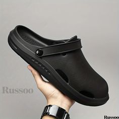 Russoo - Mens Slip-on Closed Toe Clogs: Comfortable Outdoor Sandals for Walking, Gardening, and Beach Wear Sandals For Walking, Outdoor Sandals, Walking Sandals, Eva Sole, Beach Wears, Summer Winter, Beach Wear, Wearing Black, Clogs