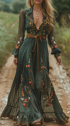 Look Hippie Chic, Casual Boho Style, Look Boho Chic, Vestidos Retro, Looks Country, Langer Rock, Casual Home, فستان سهرة, Elegant Casual