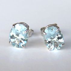 Beautiful Sparkling Natural Top-Grade Blue Aquamarines Were Set Solid 14k White Gold To Create Stunning Earrings. They Feature Oval Faceted Aquamarines (Total Weight 1.80ct, Size 8x6mm) Set With Four Prongs In Shiny White Gold. Stylish Ear Studs That Sparkle A Lot. Post Back Studs. Total Weight 1g. New. Comes In Gift Box. No Trades Luxury Blue Aquamarine Earrings, Luxury Aquamarine Blue Earrings, Classic Light Blue Sterling Silver Jewelry, Blue Sterling Silver Diamond Cut Earrings, Blue Sterling Silver Earrings With Diamond Cut, Light Blue Gemstone Earrings - Fine Jewelry, Elegant Silver Aquamarine Earrings, Elegant Light Blue Sterling Silver Earrings, Luxury Light Blue Sterling Silver Jewelry