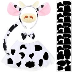 PRICES MAY VARY. What you can get: you will receive this animal costume set, including animal ears headband, tail, nose and bow tie, a white skirt and 5 sheets self-adhesive stickers in black, nice combination for cosplay dress costume Widely range of application: this is a nice set for party, Halloween costume parties, cosplay events; Fun for imaginative play in daily life, or to dress this costume accessory up for activities, which will bring much for your daily life Proper size: this costume Easy Cow Costume, Cute Cow Costume, Diy Cow Costume, Animal Ears Headband, Dalmatian Costume, Cow Ears, Cow Costume, Christmas Program, Costume Set