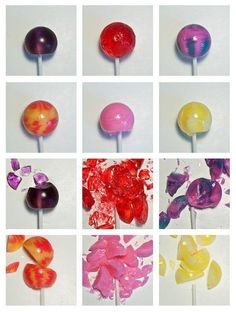 lollipops with different colors and designs on them