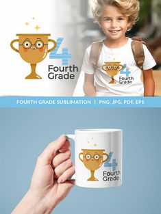 a person holding a coffee mug with the words fourth grade and fourth grade on it