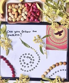 a card with beads and flowers on it that says, can you follow the pattern?