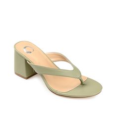 Journee Collection-Alika Sandal The Alika thong sandal from Journee Collection gives a style boost to your casual summer wardrobe. This thong strap offers easy style and wearability, while the block heel lends an elevated look. Summer T-strap Sandals With Heel Loop And Block Heel, Chic T-strap Sandals With Block Heel For Summer, Summer T-strap Sandals With Block Heel, Summer T-strap Sandals With Block Stacked Heel, Green T-strap Sandals With Round Toe For Summer, Spring T-strap Sandals With Stacked Block Heel, Olive Summer Sandals With Round Toe, Olive Round Toe Sandals For Summer, Summer Olive Round Toe Sandals