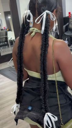 3 Part Braided Ponytail Hairstyles, 2 Long Braided Ponytails, Two Braids Protective Style, Slick Back Braided Ponytail Weave Fishtail, Braided Ponytail With Scarf, Two Fishtail Braids Black Women, Fish Tail Pig Tails, Black Hair Two Braids, Two Braids Ponytail Black Women