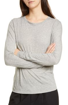 Long scrunched sleeves and a slim fit characterize this foundational tee in lithe and supersoft Peruvian combed cotton. Style Name:Vince Essential Long Sleeve Crewneck Tee. Style Number: 5840294. Vince Clothing, Tanya Taylor, Women Jacket, Oversize Hoodie, Chronic Illness, Crop Jacket, Pima Cotton, Fit Flare Dress, Cotton Style