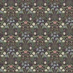 an old fashioned wallpaper with flowers and leaves on black background stock photo - 13879