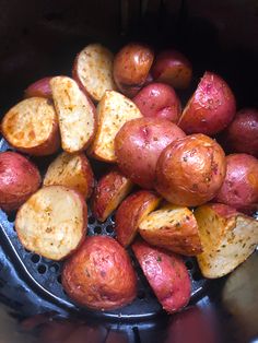 the potatoes are being cooked in the slow cooker