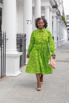 Our unique green Shirt Dress is a versatile addition to your wardrobe. This elegant dress features a classic collared neck, a flattering draw string to define the waist, and a flowing silhouette. Perfect for various occasions, from work meetings to casual outings, this dress offers a perfect blend of comfort and elegance. Elevate your look with this chic green shirt dress that effortlessly transitions from day to night. Collared neck Button (bodice) opening 100% Cotton Long sleeve  Smocked cuff Green Cotton Shirt Dress For Day Out, Green Collared Shirt Dress For Work, Green Cotton Shirt Dress For Spring, Green Shirt Dress For Daywear, Green Fitted Midi Shirt Dress, Green Cotton Shirt Dress For Daywear, Green Long Sleeve Cotton Midi Dress, Fitted Green Shirt Dress For Work, Green Long Sleeve Midi Dress For Work