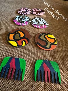 Beautiful Handpainted crafted earrings Brown Artsy Earrings, Artsy Multicolor Pierced Earrings, Artistic Multicolor Earrings, Artistic Hand Painted Brown Earrings, Crafted Earrings, Hand Painted Earrings, Abstract Hand, Abstract Graphic, Painted Earrings