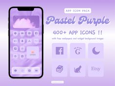 the app icon pack is designed to look like an iphone with purple and white background