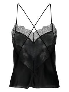 Chic Camisole With Contrast Lace, Evening Sleeveless Lace Camisole, Delicate Lace Sleeveless Camisole For Evening, Evening Delicate Lace Sleeveless Camisole, Evening Camisole With Delicate Lace, Evening Cami Tank Top With Lace Trim, Black Satin Camisole With Lace Trim, Silk Camisole For Night, Silk Night Camisole