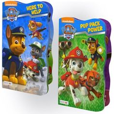 two children's books about paw patrol and pup pack power, each with their own character