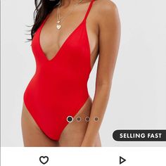 Red Sexy One Piece Criss Cross Back High Cheeks Red Backless Bodysuit With Lined Body, Red Backless Lined Bodysuit, Red Lined Backless Bodysuit, Red Bodysuit For Beach Season Parties, Red Party Bodysuit For Beach Season, Red One-piece Swimwear For Night Out, Red V-neck Bodysuit For Beach Season, Chic Red Swimwear For Night Out, Lady In Red