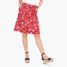 Nwt Jcrew Red Floral Poppy Pull On Midi Skirt With Bow. Sold Out. Size Xs Church Skirts, Business Skirt, Ribbon Skirts, Tie Skirt, Vintage Preppy, Poppy Print, Red Poppy, Heritage Fashion, Cargo Skirt