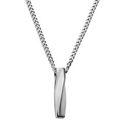 * Surgical steel construction
 * Comfortable curb links
 * Adjustable-length chain Formal Stainless Steel Necklace With Curb Chain, Formal Stainless Steel Curb Chain Necklace, Modern Stainless Steel Pendant Chain Necklace, Minimalist Polished White Gold Chain Necklace, Formal Stainless Steel Necklace With Polished Finish, Modern Stainless Steel Necklace With Polished Finish, Modern Stainless Steel Curb Chain Necklace, Modern Sterling Silver Curb Chain Necklace, Modern Sterling Silver Necklace With Curb Chain