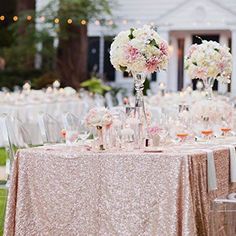 90x156 Premium Sequin Rectangle Tablecloth Rose Gold|Blush Champagne Sequin Tablecloth, Sequin Tablecloth Wedding, Gold Sequin Tablecloth, Sequin Tablecloth, Sequin Table, Wedding Table Linens, Table Overlays, Champagne Party, Party Table Cloth