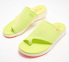 Supremely comfortable and ready to take on your summer adventures, these slide sandals feature removable inserts, a compression-molded midsole, and high-abrasion pods at the toe and heel. From Ryka. Summer Adventures, Slide Sandals, Sandals, Heels, Knitting