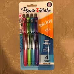 four inkjoy gel pens are in the package