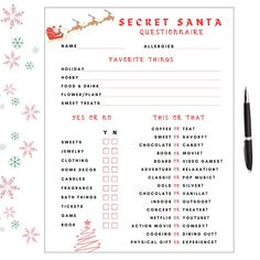 a list with santa's sleigh and snowflakes in the background