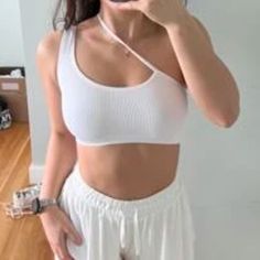 Size Small White One Shoulder Bra Brand New Never Work Casual White Sports Bra For Spring, Bra Shirt, One Shoulder Bra, Red Sports Bra, High Neck Sports Bra, Without Bra, White Bra, Printed Sports Bra, Bra Brands