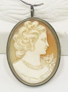 Antique Vintage Womens Cameo Brooch Pin Pendant  Silver Marcasite Carved Shell  | eBay Shell Design, Carved Shell, Cameo Brooch, Pin Pendant, Vintage Portraits, Pendant Silver, Art References, Vintage Watches, Antique Vintage