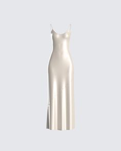 A satin dress crafted by the gods 😍 Show off those enchanting curves in the classiest way possible 🦋 Ivory Satin Dress, Beauty Boost, Future Of Fashion, Welcome To The Future, Prom Dress Inspiration, Grad Dresses, Glam Dresses, Looks Chic, To The Future