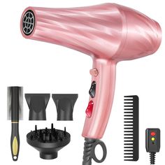 PRICES MAY VARY. Ionic Hair Dryer 💟【All-Inclusive Accessories and Outstanding Service】: We don't just provide a hair dryer; you'll also receive three convenient attachments - a diffuser and a comb - to ensure your styling needs are fully met. We offer a 365-day service guarantee, including a 12-month replacement warranty and 24/7 customer support to ensure your satisfaction. Feel free to contact us with any questions; we're dedicated to serving you. Experience the perfect balance between profes Curly And Straight Hair, Blow Dryer Diffuser, Salon Hair Dryer, Portable Hair Dryer, Ionic Hair Dryer, Professional Hair Dryer, Hair Care Products Professional, All Hairstyles, Cool Buttons