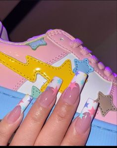 Paznokcie Hello Kitty, Girl Nails, Grunge Nails, Cute Acrylic Nail Designs, Simple Acrylic Nails, Kawaii Nails, Nagel Inspo