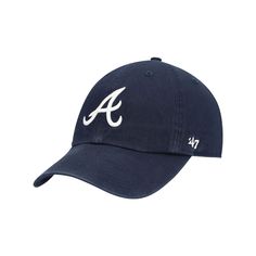 Grab your young fan the perfect finishing touch to their game day garb with this Atlanta Braves hat. Crafted with a relaxed fit by '47, this Team Logo Clean Up hat features a strap that can be adjusted to keep up with them as they grow. Even better, the bold Atlanta Braves graphics on the crown will showcase their admiration for the players that inspire them.Grab your young fan the perfect finishing touch to their game day garb with this Atlanta Braves hat. Crafted with a relaxed fit by '47, thi Curved Bill Hat With Team Logo For Sports Event, Throwback Curved Brim Hats For Baseball Season, Curved Brim Hats With Team Logo For Game Day, Throwback Game Day Hat With Curved Brim, Navy Snapback Baseball Cap For Fans, Curved Brim Hats With Team Logo For Fan Gear, Fan Gear Hats With Team Logo And Curved Brim, Classic Baseball Cap For Game Day, Game Day Throwback Hat With Curved Brim