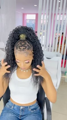 Curly drawstring ponytail Ksh 2500 Hair styling @lillyshairandbeautyparlour SHOP LOCATION 📍 Moi Avenue Sasa Mall, 1st Floor Shop… | Instagram Cornrows With Curly Ponytail, Jerry Curl Ponytail Weave, Crochet High Ponytail Hairstyle, Braided Up Ponytail With Curls, Feed In Ponytail With Curly Hair, Two Curly Ponytails With Weave, Braids With Curly Ponytail, Cornrow Ponytail With Bangs