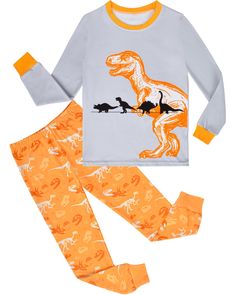 PRICES MAY VARY. 【2-PIECE BOYS PAJAMAS SET】：Kid boys long sleeves and matching long pants pajama ensure comfortable night sleep. Matching boys dinosaur pajamas set to keep your little and big boys on stylish from play time to nap time. 【CONSIDERATE DESIGN】：Crew neck & long sleeves on top for easy changing. Pull-on elasticized waistband on boys sleep pants for on-and-off convenience. 【KIDS PAJAMA SET】: The boys long pajamas set is designed in accordance with figures of most American kids. Suitabl Long Pajamas, Foster Kids, Boys Pjs, Christmas Pajamas Kids, Dinosaur Pajamas, Pajama Day, Sleep Pants, Night Sleep, Boys Pajamas