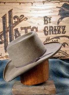 "UPDATED PRODUCTION TIME: ALL hat orders will be in the current production time of 10-12 WEEKS. If possible we will ship sooner. Lil Grizz is determined to give each hat the needed time and attention to detail. SILVERADO - This style is a wide brimmed variation of the standard Fedora hat. It has accentuated creases on the front and sides of the center point. It also has tight hand rolls on the front/sides of the standard cowboy brim. This hat is carries you back to the eras of Westerns and count Fitted Wool Hat For Rodeo, Country Style Fur Felt Hat Bands, Country Style Fur Felt Hat, Fitted Wool Hat For Ranch, Solid Fur Felt Hat With Flat Crown, Fur Felt Hat With Flat Crown, Custom Fitted Hat With Flat Crown, Country Style Fur Felt Fitted Fedora, Fitted Fur Felt Hat For Ranch