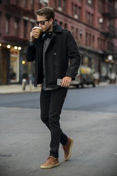 street-fashion-is-everything: Street Fashion Oh hello there Trendy Fall Fashion, Fall Fashion Coats, Chelsea Handler, Hipster Man, Mens Fall, Fashion Streetwear, 가을 패션