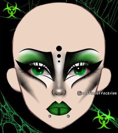 gothic makeup - goth - gothic - maquiagem gótica - gothic makeup idea - gothic makeup inspiration - baby bat - woman gothic - corpse paint - makeup - gótico - ideia de maquiagem gótica - inspiração de maquiagem gótica - mulher gótica - maquiagem dramática Green Trad Goth Makeup, Green Goth Makeup Looks, Green Drag Makeup, Green Goth Makeup, Colorful Goth Makeup, Cybergoth Makeup, Green Goth, Goth Eye Makeup, Corpse Paint