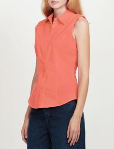 LE3NO Womens Lightweight Cotton Sleeveless Button Down Shirt Chic Sleeveless Cotton Shirt, Cotton Sleeveless Blouse For Work, Sleeveless Shirt For Spring Workwear, Sleeveless Workwear Shirt For Spring, Classic Fitted Sleeveless Blouse, Sleeveless Cotton Shirt For Daywear, Fitted Poplin Office Top, Fitted Poplin Top For Office, Elegant Sleeveless Shirt For Workwear