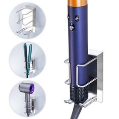 an electric toothbrush holder is shown with three different attachments to hold the brush