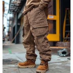 Men Casual Pants, Men's Vintage Waffle Knitted Outdoor Multi-pocket Cargo Pants Trousers Mens Pants Casual, Pants Trousers, Waffle Knit, Alternative Fashion, Cargo Pants, Vintage Men, Design Elements, Casual Pants, Retro Fashion