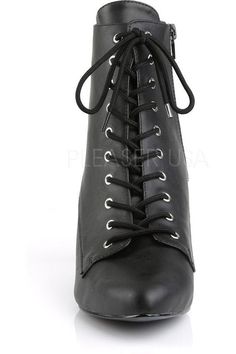 3" (7.6cm) Heel Lace Up Front Ankle Boot & Featuring Full-Length Inside Zip Closure - Fit Guide: True to Size - Heel Specifications: 3" Heel - Country of Origin: Imported Black Ankle Boots, Black Faux Leather, Black Boots, Ankle Boot, Full Length, Faux Leather, Lace Up, Boots, Heels