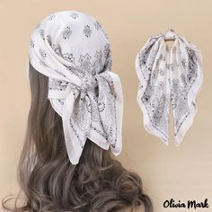 Olivia Mark - Flow simulation silk small silk scarf scarf female square scarf neck scarf hairband print Silk Scarf Fashion, Women Bandana, Satin Hijab, Kerchief Hair, Small Silk Scarf, Silk Scarf Style, نظارات شمسية, Scarf Fashion, Hijab Scarf