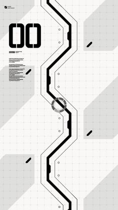 an abstract poster with black and white lines